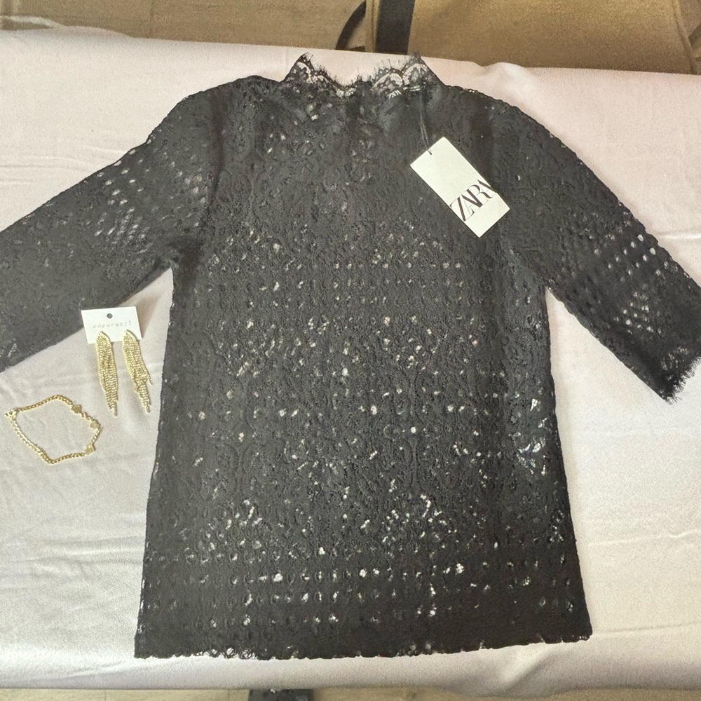 Zara Elegant Black Lace blouse